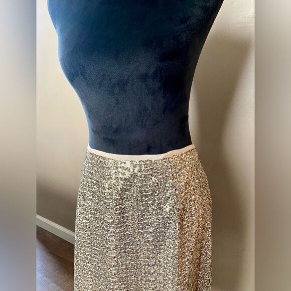 CHICO’S gold sequin pencil skirt NWT shimmer party holiday sz 1 Medium - Picture 6 of 16